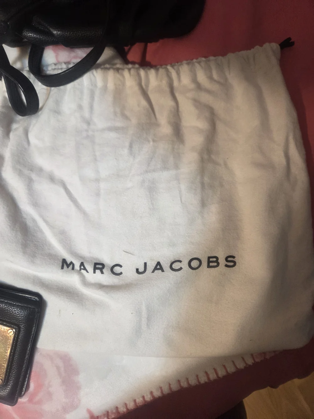 Marc Jacobs Black Pebbled Leather Crossbody with Gold Plaque